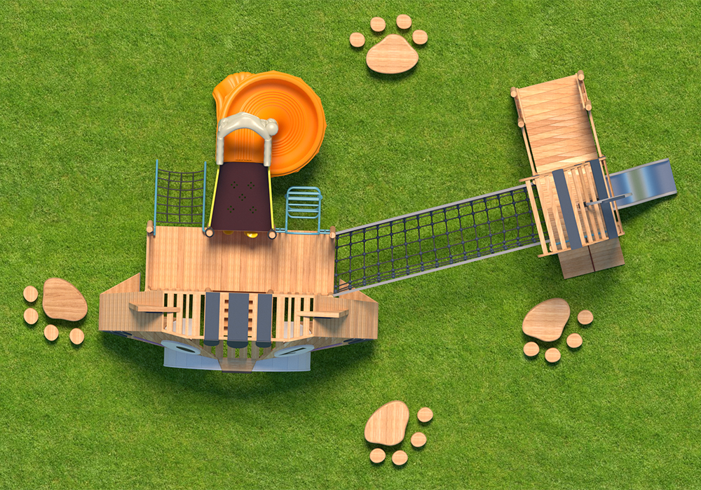 Obstacle Modern Amusement Park Wood Playground Equipment