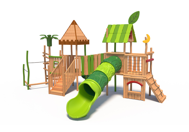 Slide Eco Friendly Indoor Wood Playground Equipment